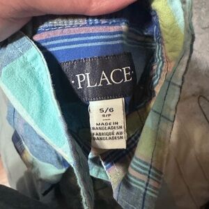 Place Blue and Green Plaid Button Down Shirt